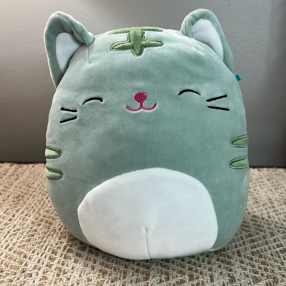 Tally the Grey Cat 8” Squishmallow (pale green/gray)